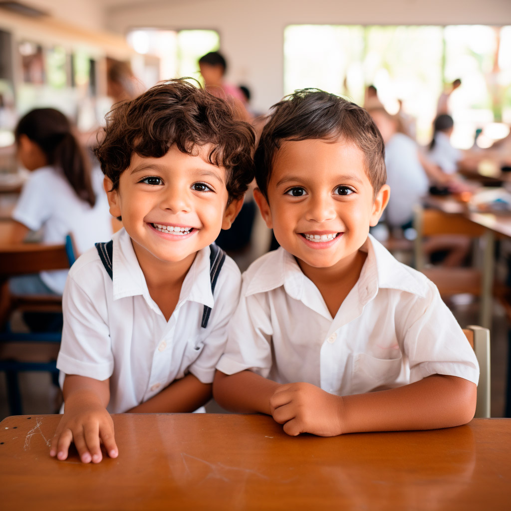Dos niños sonriendo
